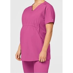 Wonder Wink‎ Maternity V-neck Scrub Top Hot Pink Size Medium